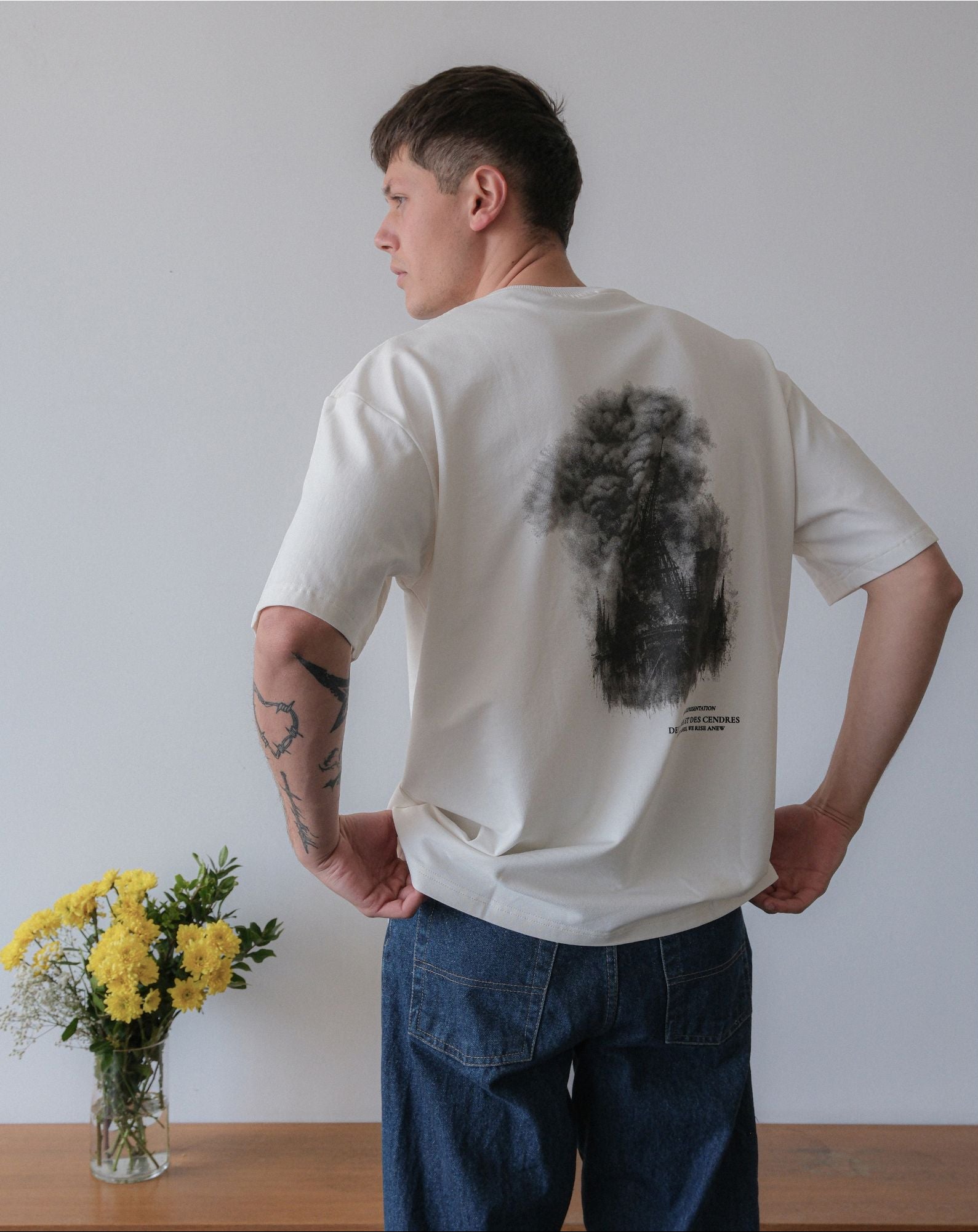 White "Des Flammes et Des Cendres"  T-Shirt